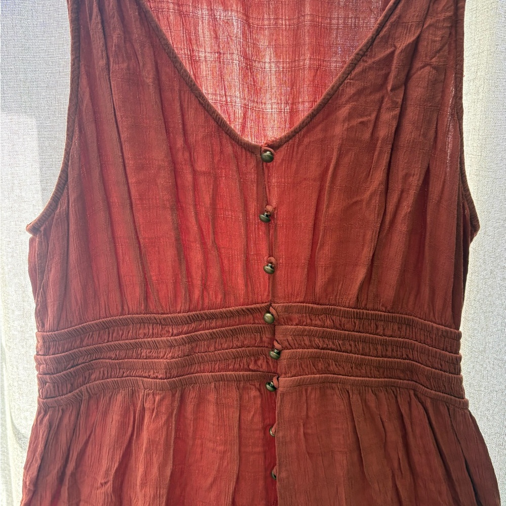Rewind Rust Button-Down Dress